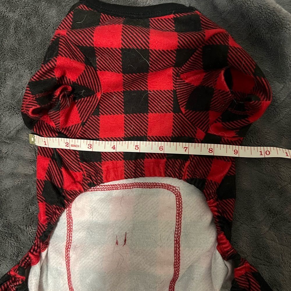 Plaid Christmas present dog pajamas - Picture 3 of 5